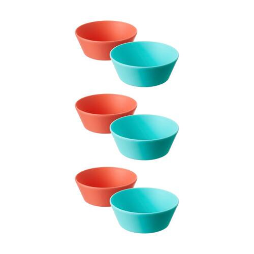 3x 2pc Nuby Brights Baby Bowls Durable Kids Plastic Dinnerware Orange/Teal