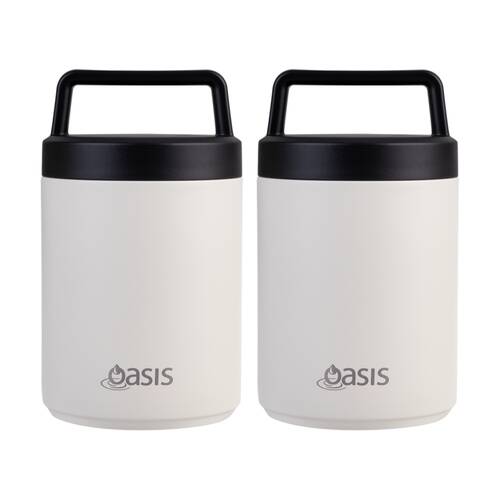 2PK Oasis Stainless Steel D/Wall Insulated Food Flask W/ Handle Alabaster 480ml
