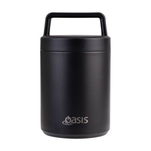 Oasis Stainless Steel D/Wall Insulated Food Flask W/ Handle Black 480ml