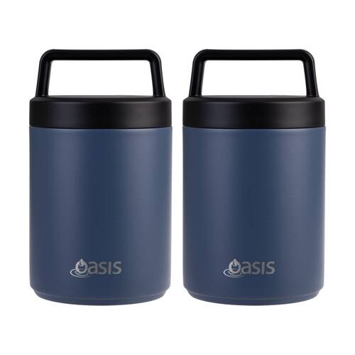 2PK Oasis Stainless Steel D/Wall Insulated Food Flask W/ Handle Indigo 480ml