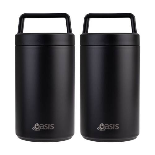 2PK Oasis Stainless Steel D/Wall Insulated Food Flask W/ Handle Black 700ml