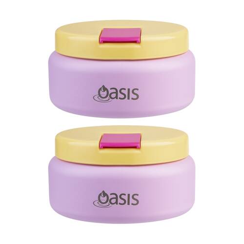 2PK Oasis Stainless Steel Insulated Food Flask W/ Lid Bubblegum Pink 230ml
