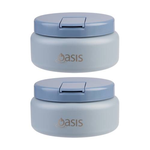 2PK Oasis Stainless Steel D/Wall Insulated Food Flask W/ Lid Hazy Blue 230ml