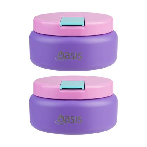 2PK Oasis Stainless Steel Insulated Food Flask W/ Lid Mermaid Purple 230ml