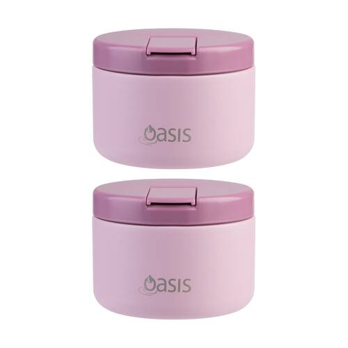 2PK Oasis Stainless Steel Double Wall Insulated Food Flask Blush 300ml