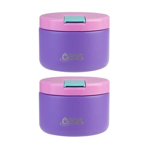 2PK Oasis Stainless Steel Double Wall Insulated Food Flask Mermaid Purple 300ml