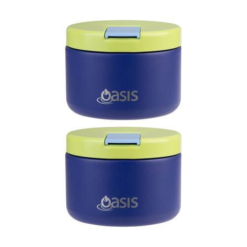 2PK Oasis Stainless Steel Double Wall Insulated Food Flask Peacock Blue 300ml