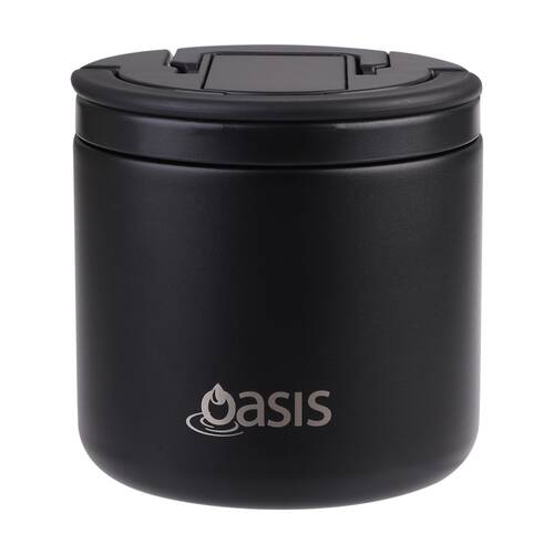 Oasis Stainless Steel Double Wall Insulated Food Flask W/ Lid Black 500ml