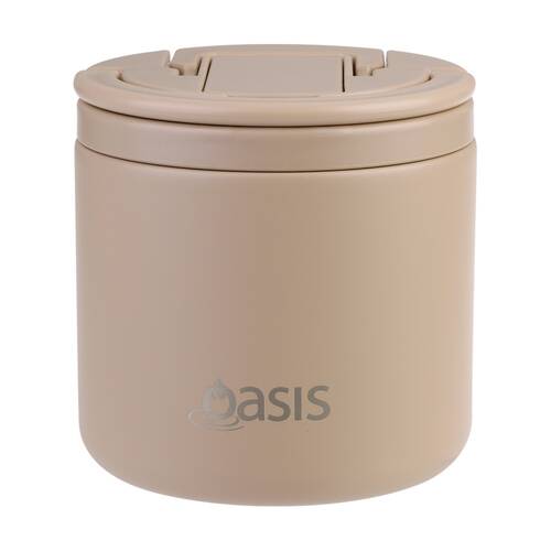 Oasis Stainless Steel Double Wall Insulated Food Flask W/ Lid Latte 500ml