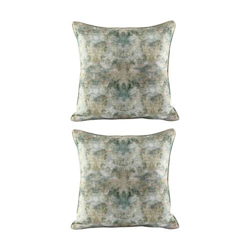 2PK MM Linen Reverie Cotton/Linen Green Watercolour Print Bed Cushion 50x50cm