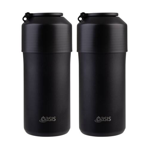 2PK Oasis Stainless Steel Double Wall Insulated Adjustable Wine Cooler Black