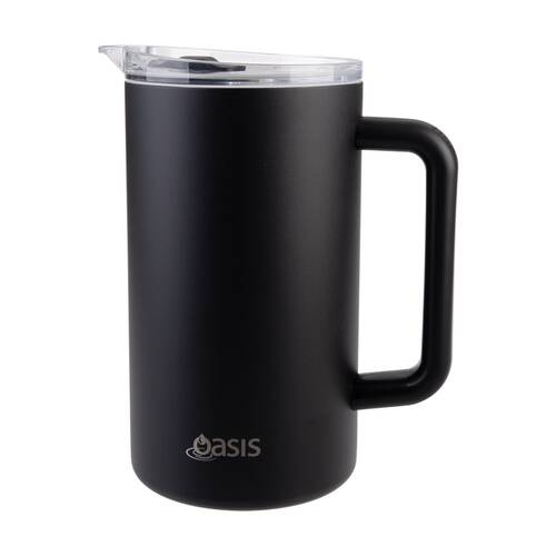 Oasis Ceramic Lined Stainless Steel Insulated Water Pitcher Black 1.5L