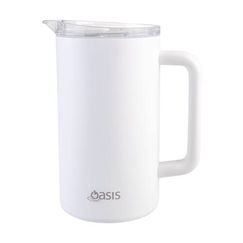 Oasis Ceramic Lined Stainless Steel Insulated Water Pitcher White 1.5L