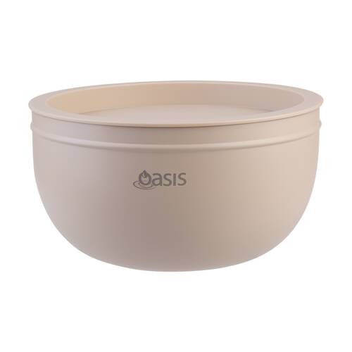 Oasis Stainless Steel Double Wall Insulated Salad Bowl With Lid Oat 2.8L