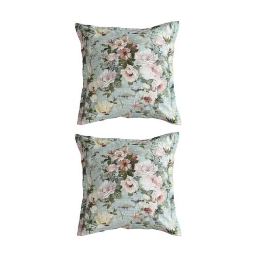 2PK MM Linen Odile 300TC Cotton Sateen Floral European Pillowcase 65x65cm