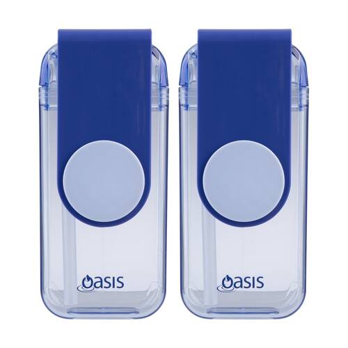 2PK Oasis Kids Tritan Impact Resistant Juice Box With Straw Blue 300ml
