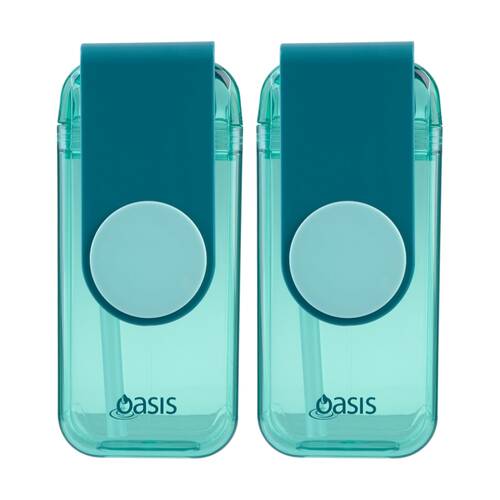 2PK Oasis Kids Tritan Impact Resistant Juice Box With Straw Green 300ml