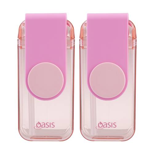 2PK Oasis Kids Tritan Impact Resistant Juice Box With Straw Pink 300ml