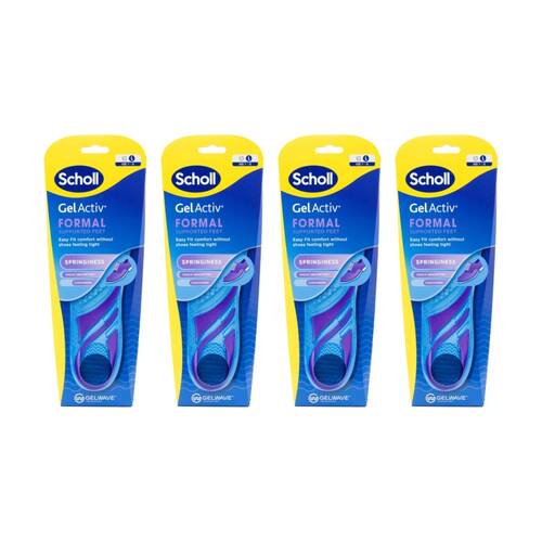 4PK Scholl Gel Activ Formal Supported Feel Shoe Insoles Gelwave Technology LRG
