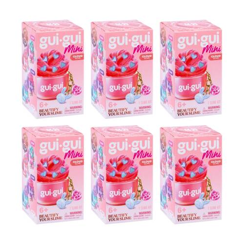 6PK Gui Mini Scented Slime Kit W/ 4 Textures And Charms For Kids 6y+ Assorted