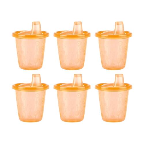 6x Nuby Wash Or Toss Hard Spout Sipper Cups Durable 210ml Assorted 12m+