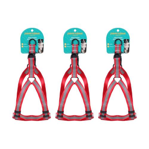 3x Paws And Claws Reflective Adjustable Pet Dog Harness Medium 40-65x2cm Assorted