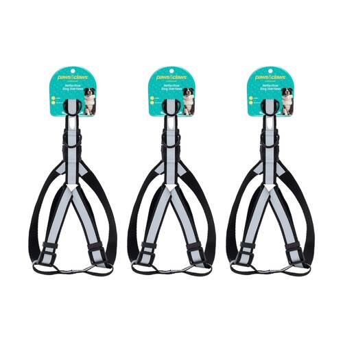 3x Paws And Claws Reflective Adjustable Pet Dog Harness Large 45-75x2.5cm Assorted