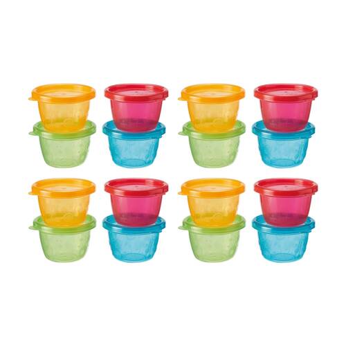 4x 4pc Nuby Store & Go Food Pots Kids Lunch Container Set Multicolour 4m+