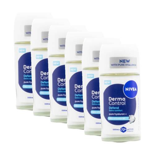 6PK Nivea 72H Antiperspirant Derma Control Roll On Deodorant 50mL Pro Vitamin B5