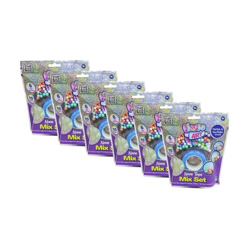 6PK Born To Play Nano Art Tape Mix Set Craft Kit W/ Mix-Ins Assorted