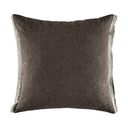 Kas Australia Belrose Cushion Linen Flange Charcoal 50x50cm