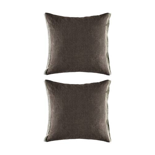 2PK Kas Australia Belrose Cushion Linen Flange Charcoal 50x50cm