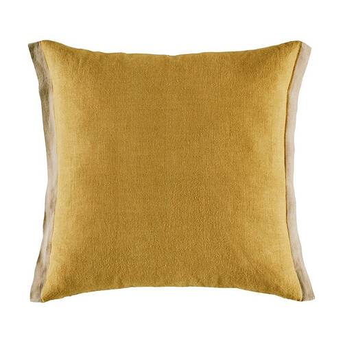 Kas Australia Belrose Cushion Linen Flange Mustard 50x50cm