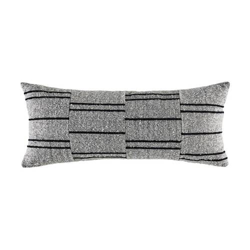 Kas Australia Loper Cushion Rectangular Stripe Charcoal 35x80cm