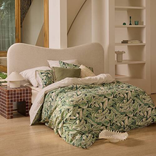Kas Australia Salvador Quilt Cover Set Leaf Print Moss