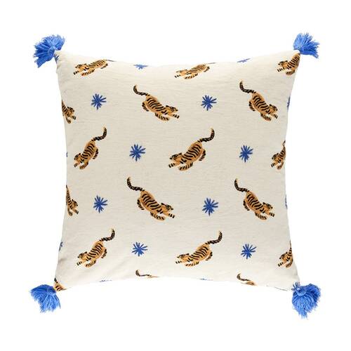 Kas Australia Kanha Cushion Cotton Print Embroidery Multi 50x50cm