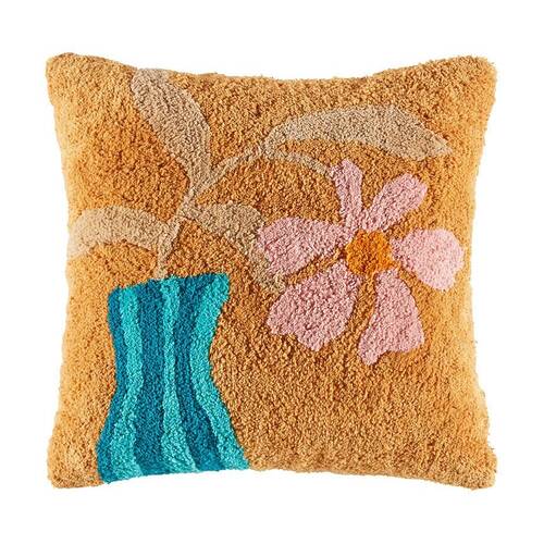 Kas Australia Paco Cushion Cotton Embroidered Floral 50x50cm