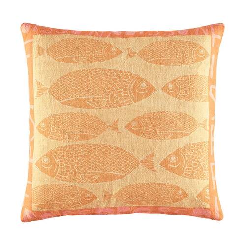 Kas Australia Frida Cushion Cotton Pillow Cover Ochre 50x50cm