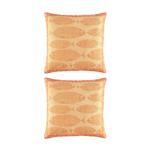 2PK Kas Australia Frida Cushion Cotton Pillow Cover Ochre 50x50cm