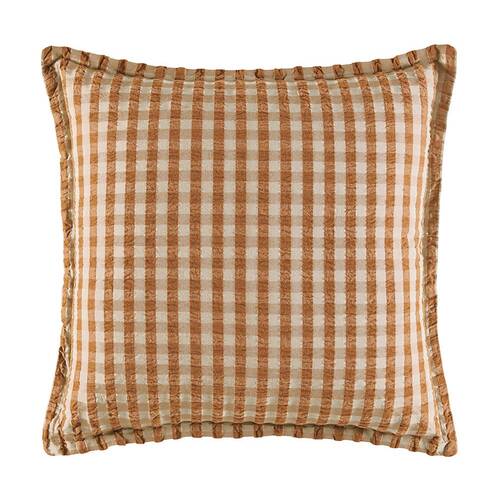 Kas Australia Gabi Cushion Gingham Seersucker Toffee 50x50cm