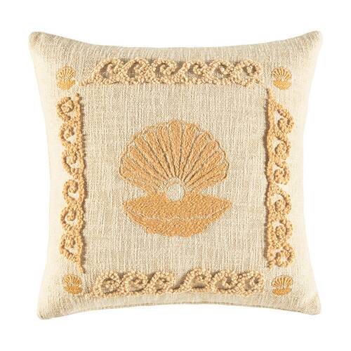Kas Australia Cora Cushion Cotton Cover Soft Shell Natural 50x50cm