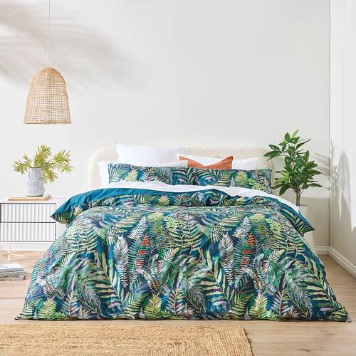 Kas Australia Fernly Quilt Cover Set Cotton Sateen Multi