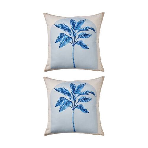 2PK Kas Australia Tahiti Outdoor Cushion Canvas Palm Tree Sky 50x50cm