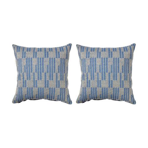 2PK Kas Australia Sonny Outdoor Cushion Geometric Blue 50x50cm