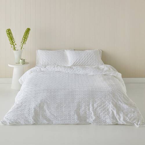 Kas Australia Jumbo Waffle Quilt Cover Set Cotton White