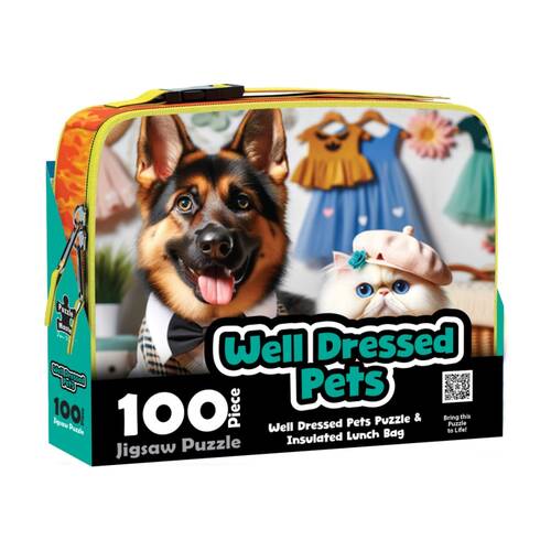 100pc Puzzle Master Lunch Box Dressed Pets AR Edition Set Insulated