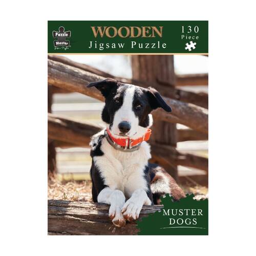 130pc Puzzle Master Muster Dogs Border Collie Buddy Premium Wooden Jig Saw
