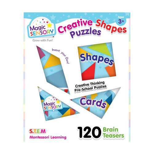 Magic Sensory Creative Shapes Puzzle Tin Toy Educational 3y+ Blue