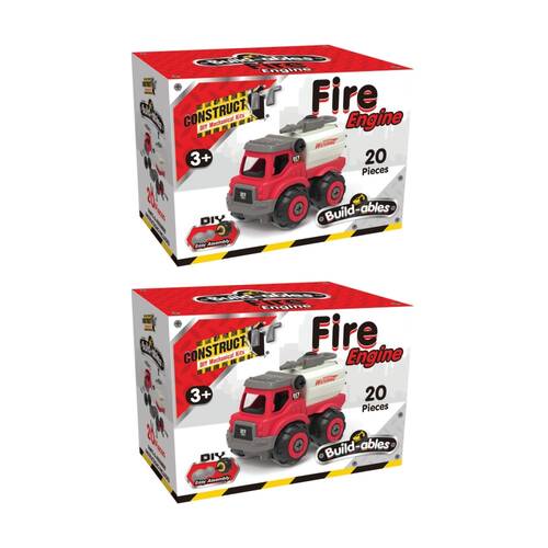 2PK 20pc Construct It Build-ables Fire Engine Toy Truck Kids Fun 3y+ Red