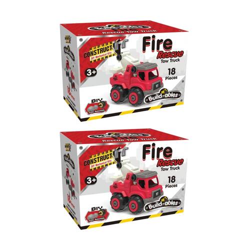 2PK 18pc Construct It Build-ables Tow Truck Toy Kids Fun 3y+ Red